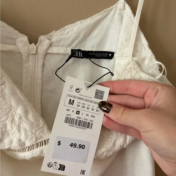 Zara White Lace Trim Dress - Picture 3 of 3
